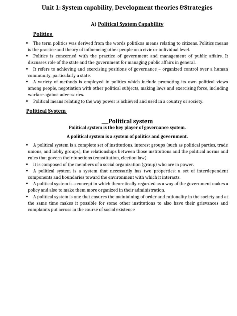 Political System Capability Overview | PDF | Institution | Sustainability