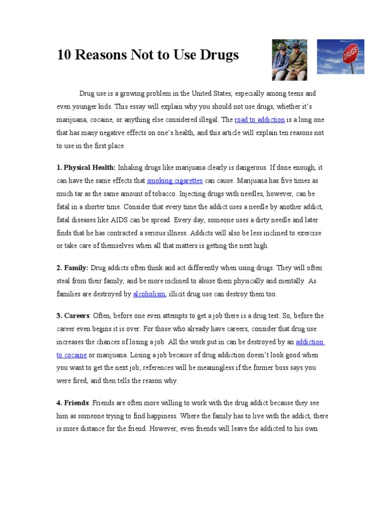 10 Reasons Not to Use Drugs Substance Abuse Adolescence