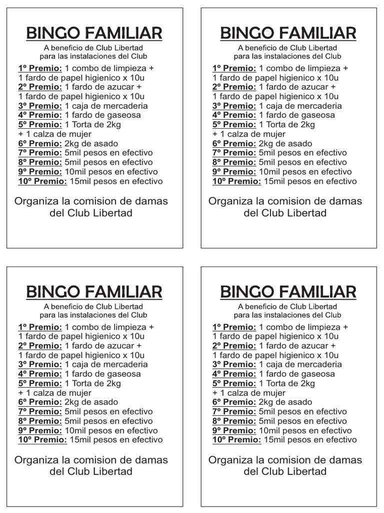 Bingos Parte de Atras | PDF