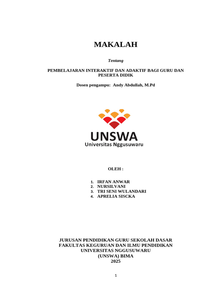 Pembelajaran Interaktif dan Adaptif | PDF