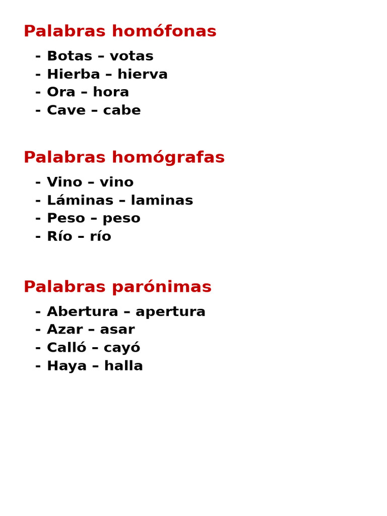 Homófonos y homógrafos comunes | PDF