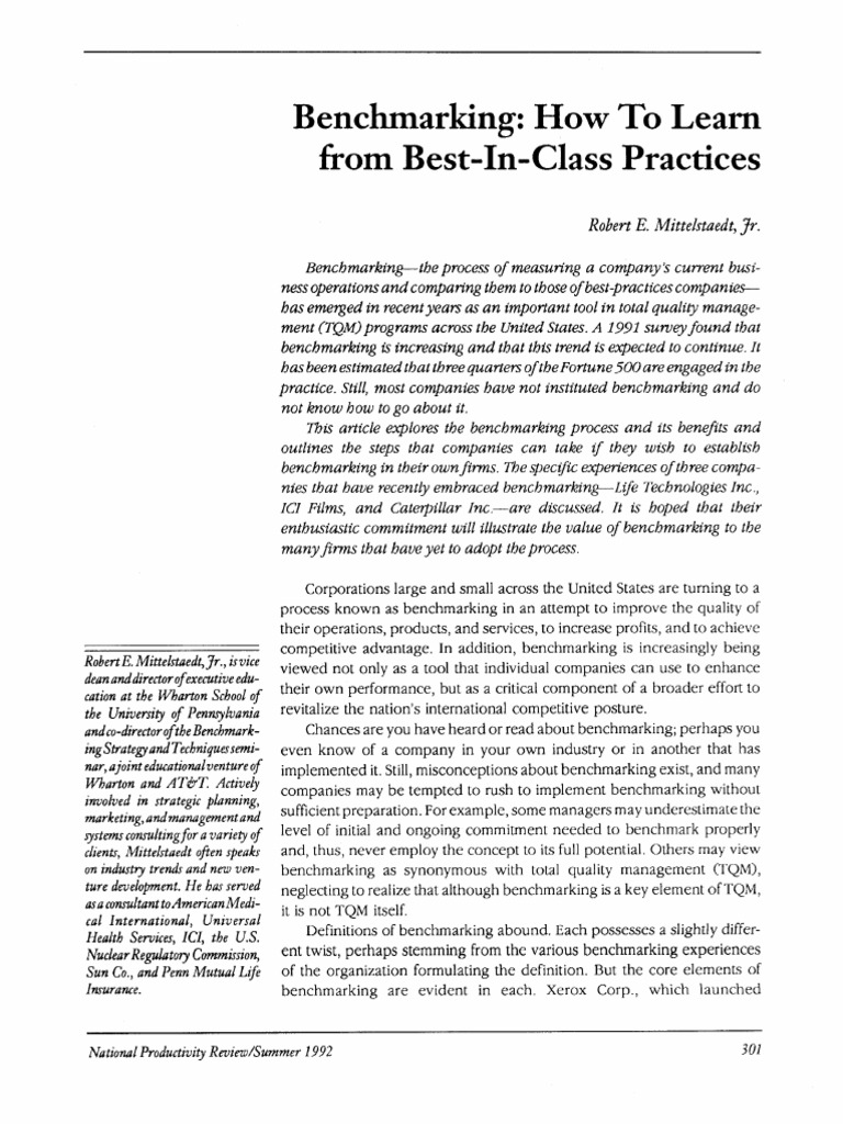 Benchmarking Best Practices Guide | PDF | Benchmarking | Performance ...