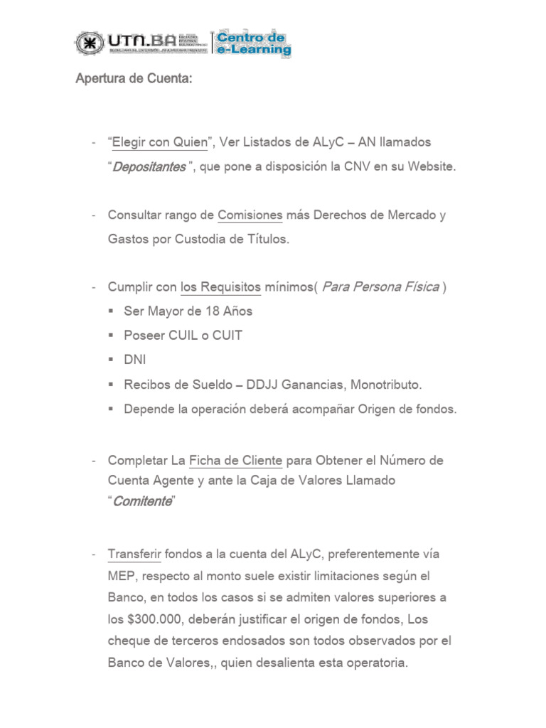 Guía para Abrir Cuenta en ALyC | PDF