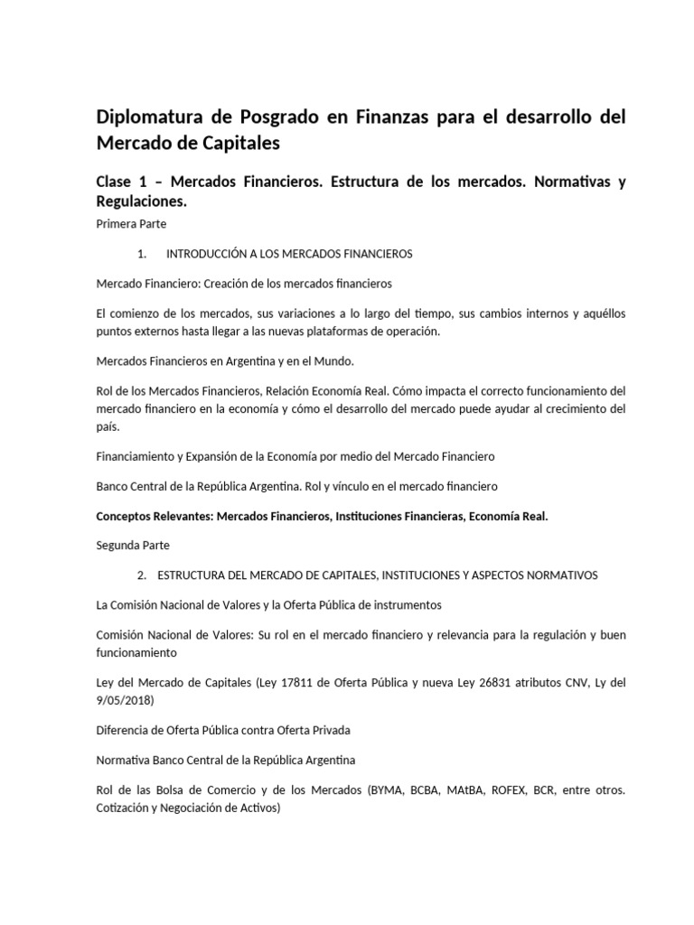 Diplomatura en Finanzas y Mercado de Capitales | PDF | Bolsa | Renta Fija