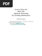 Lecture Notes For Math 135: Algebraic Reasoning For Teaching Mathematics Steffen Lempp