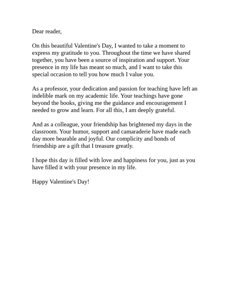 Valentine's Gratitude to a Reader | PDF