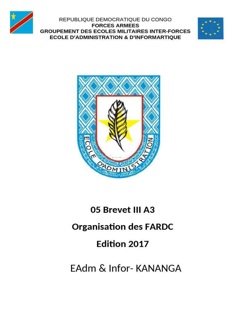 Organisation des FARDC en 2017 | PDF | Commandant en chef | Sécurité ...