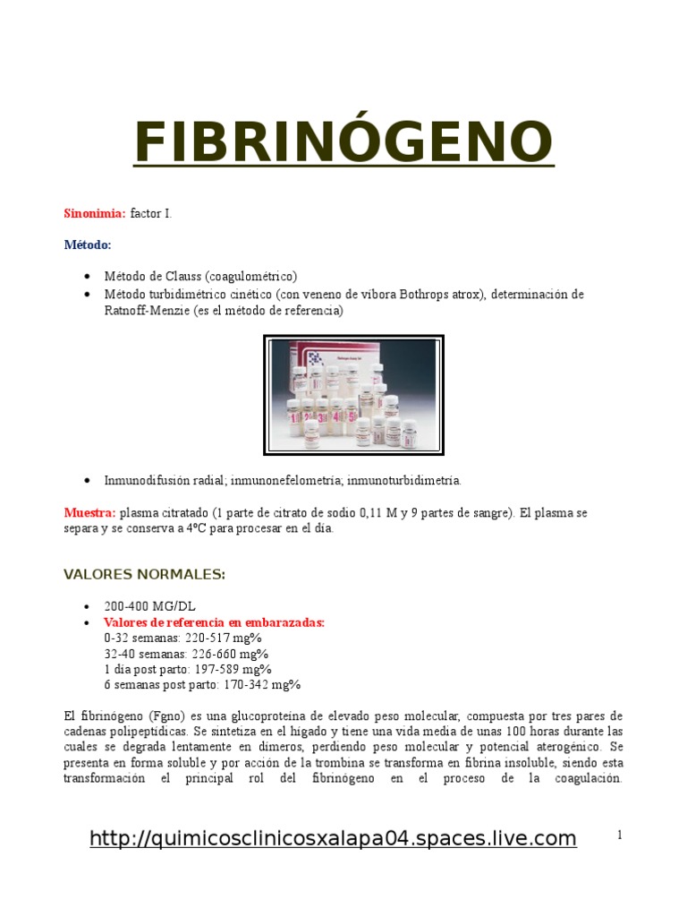 Fibrinógeno en el Embarazo: Valores y Función | PDF | Coagulación ...