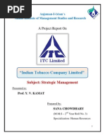 "Indian Tobacco Company Limited": A Project Report On