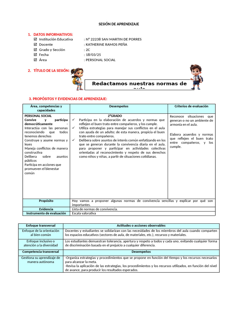 Normas de Convivencia en el Aula | PDF | Evaluación | Salón de clases