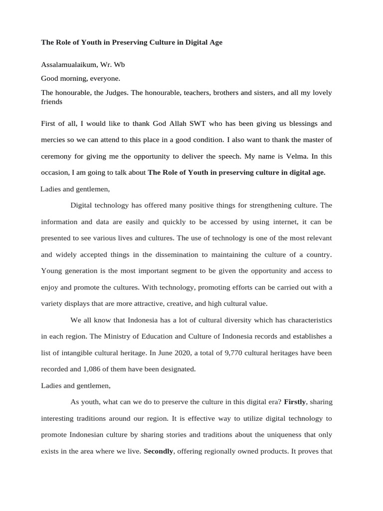 The Role of Youth in Preserving Culture in Digital Age | PDF | Tourism