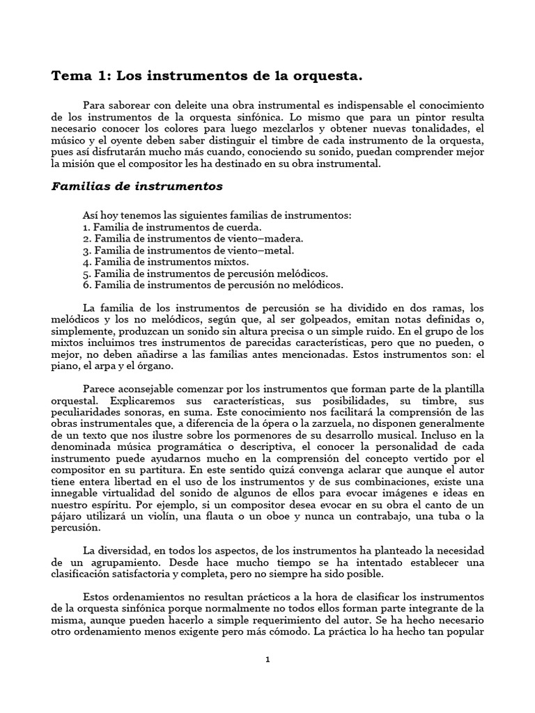 Instrumentos de la Orquesta Sinfónica | PDF | Instrumentos de viento de ...