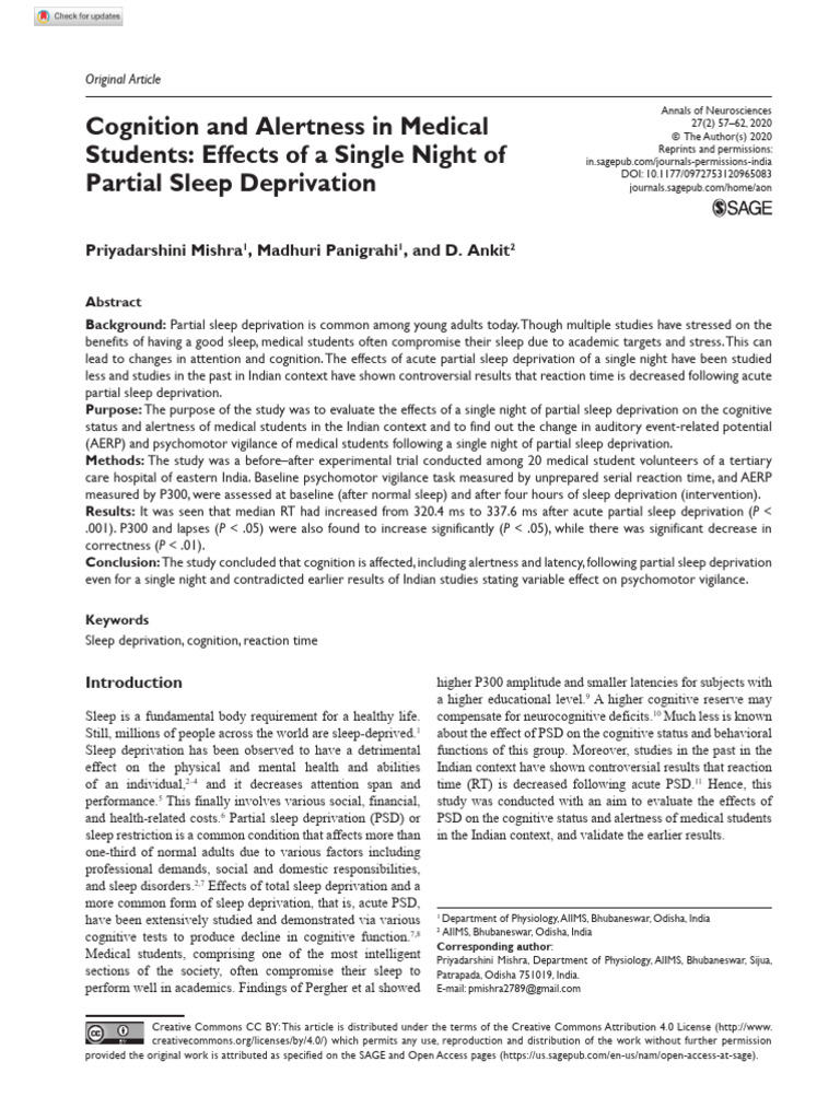 Effects of Sleep Deprivation on Cognition | PDF | Sleep Deprivation | Sleep