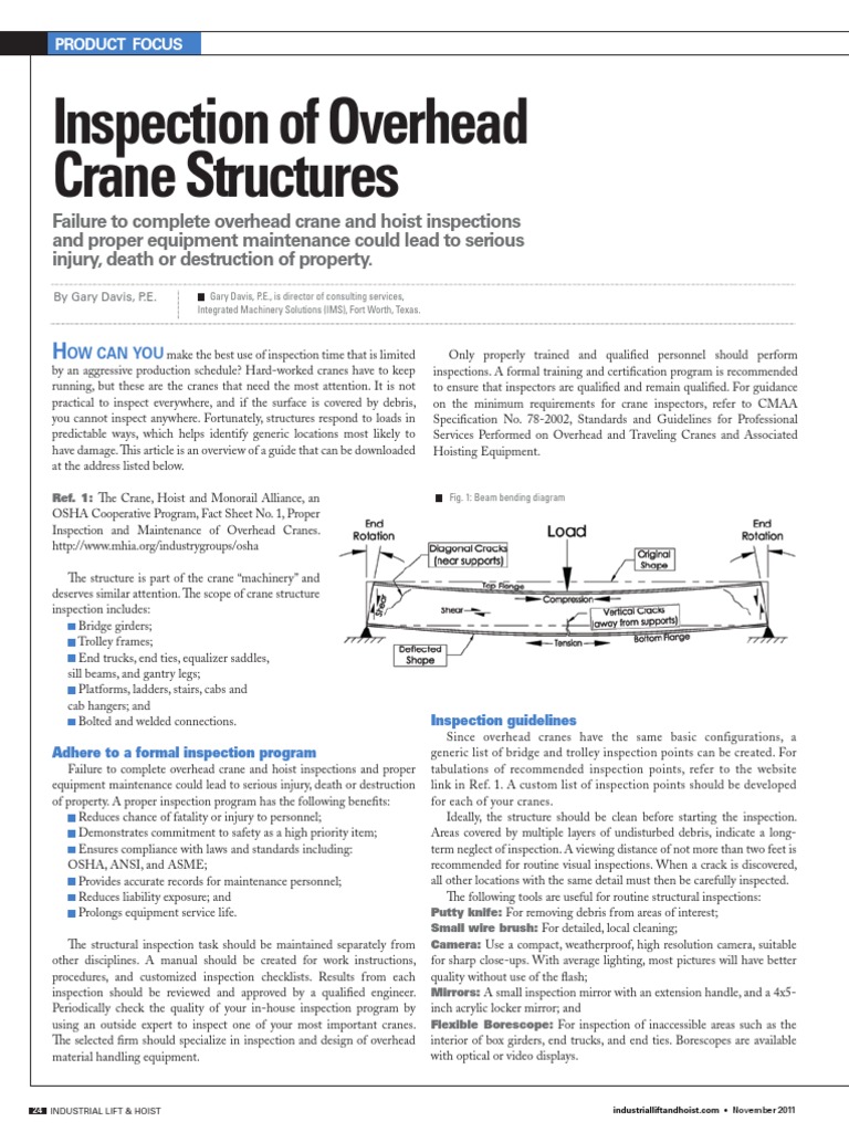 Overhead Crane Structure Inspection Guide | PDF | Crane (Machine ...