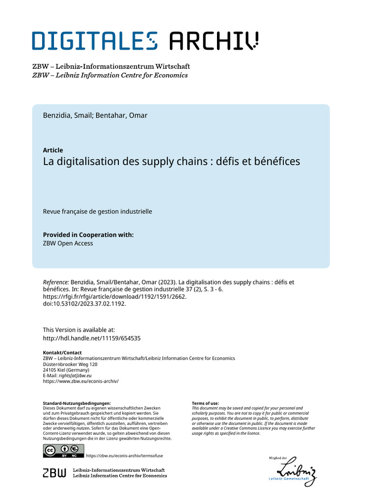 Digitalisation des Supply Chains : Enjeux | PDF | Gestion de la chaîne ...