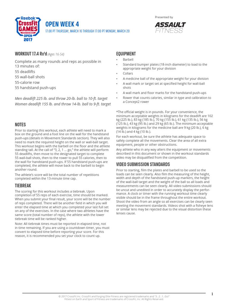 CrossFit Open 17.4 Workout Details | PDF | Pound (Mass) | Weight Training