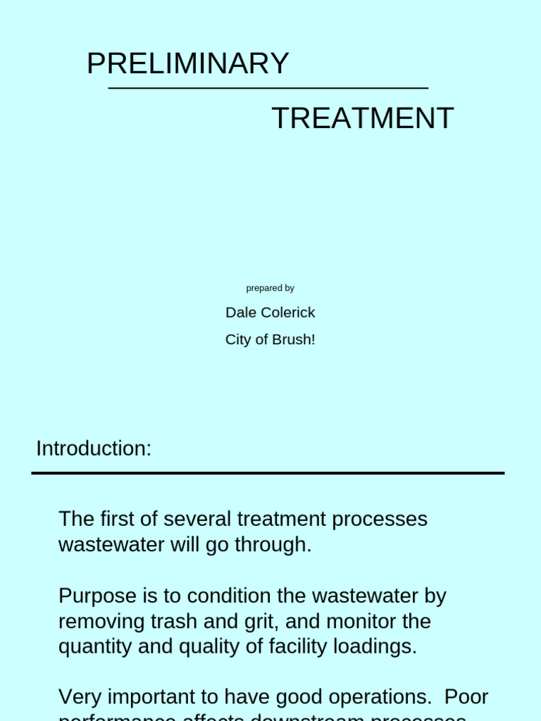 Preliminary Wastewater Treatment Guide | PDF | Flow Measurement ...