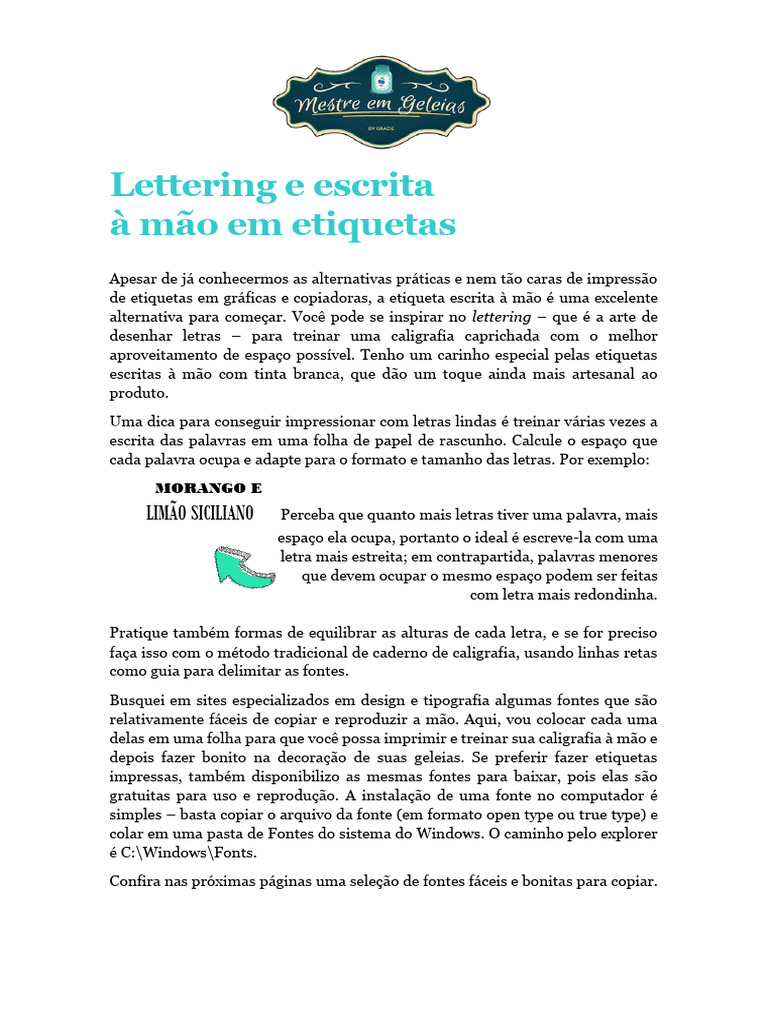 Etiquetas Artesanais: Lettering à Mão | PDF | Caligrafia | Design gráfico