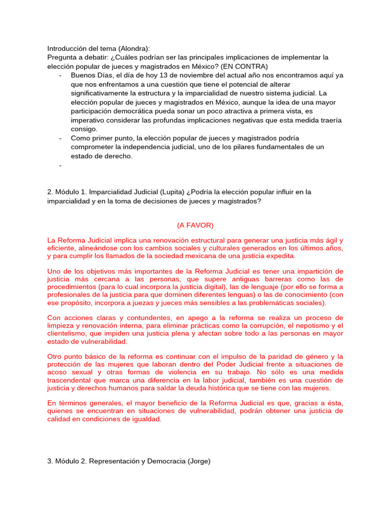 Debate Reforma Al Poder Judicial en México | PDF | Juez | Democracia