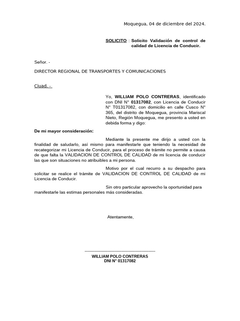 SOLICITO REVALIDACION | PDF