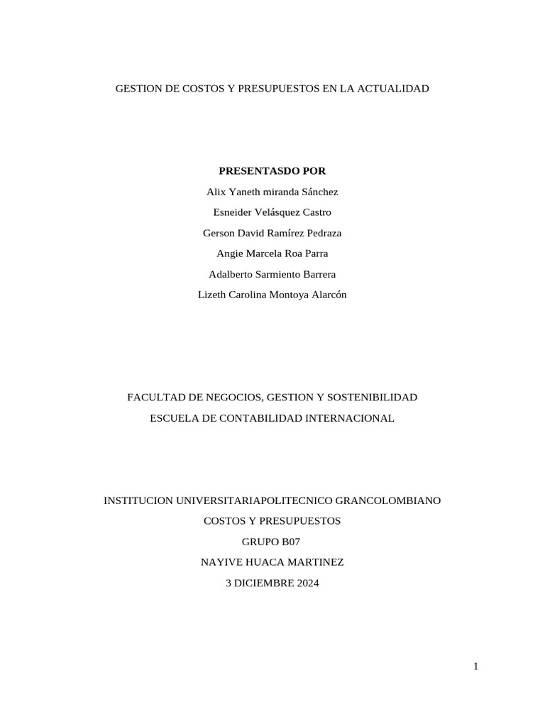 Gestión Actual de Costos y Presupuestos | PDF | Costo | Presupuesto