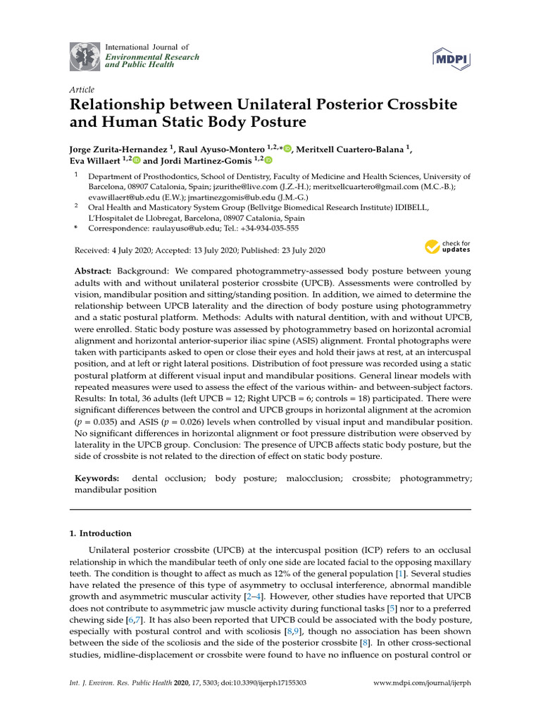 Relationship Between Unilateral Posterior Crossbite and Human | PDF