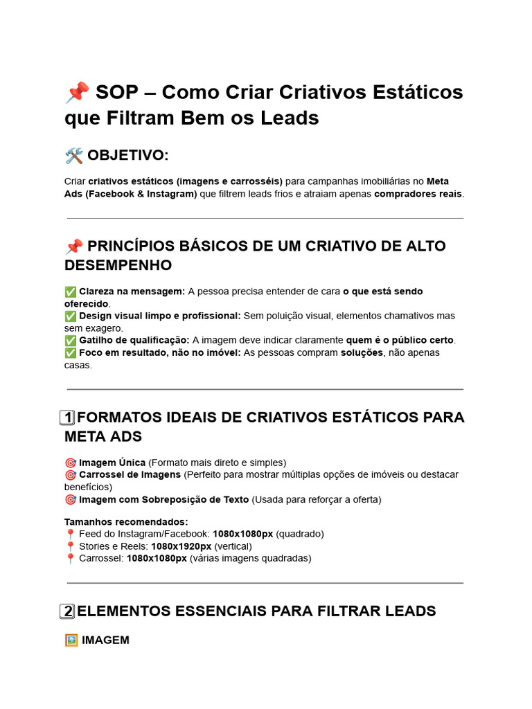 Como Criar Criativos Estáticos Que Filtram Bem Os Leads | PDF | Imagem