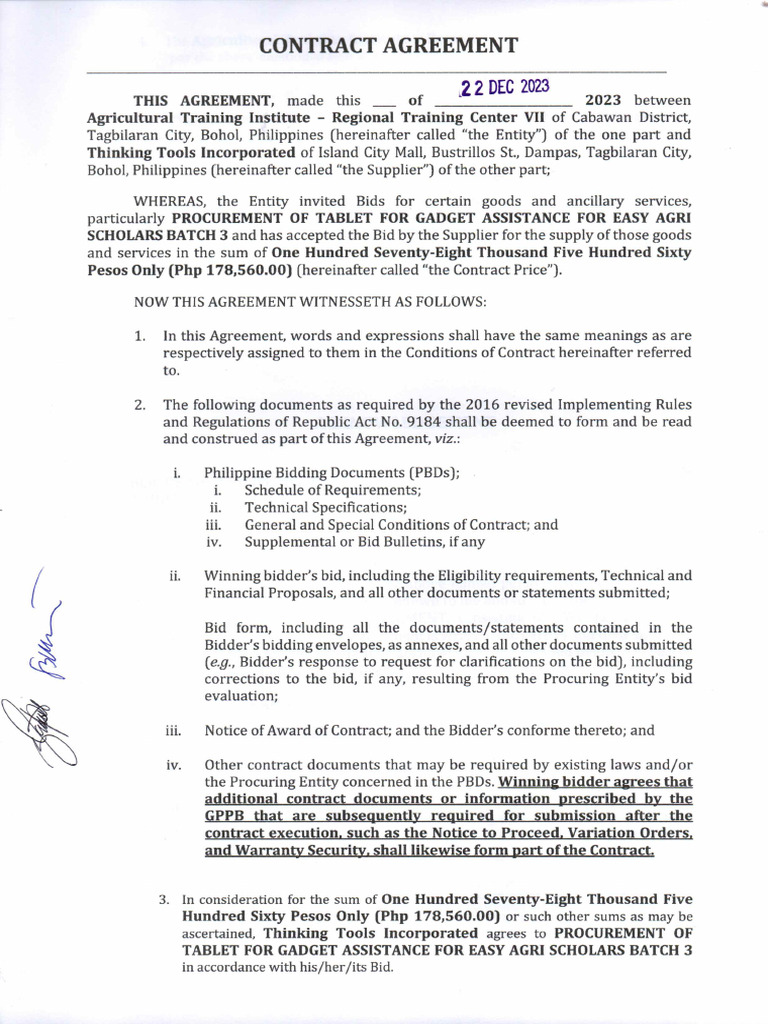 Contract Procurement of Tablet For Gadget Assistance | PDF