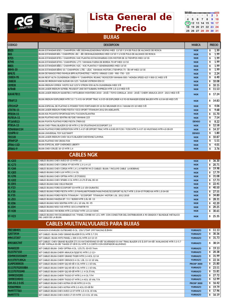 Lista de Precios General 11-03 Al 15-03-24 | PDF | Chevrolet