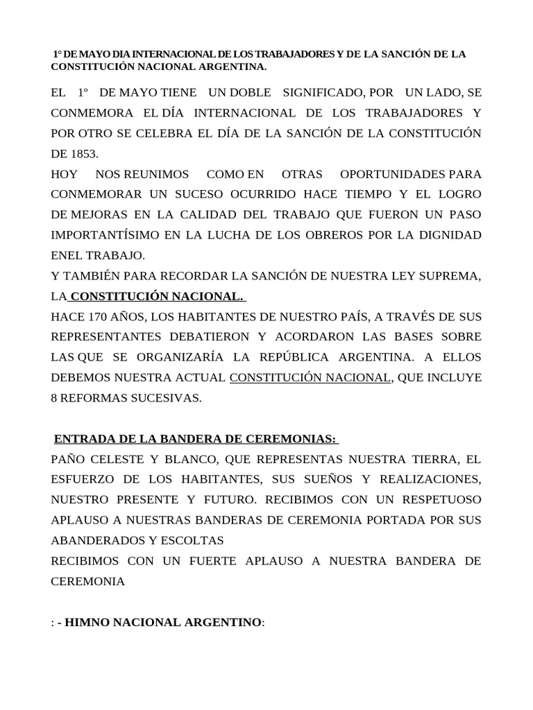 1 de Mayo Dia Internacional de Los Trabajadores y de | PDF | Gobierno