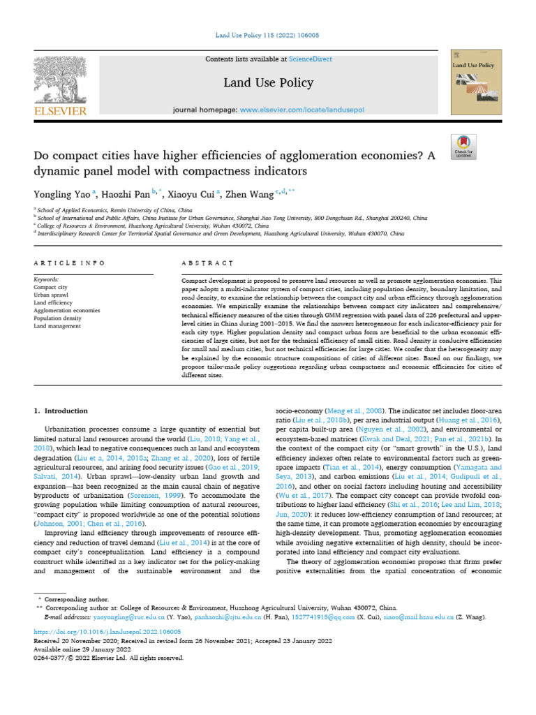 Compact Cities and Economic Efficiency | PDF | Dependent And ...