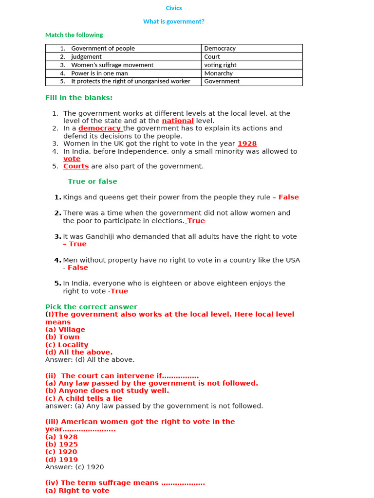 6th What Is Government | PDF | Suffrage | Democracy