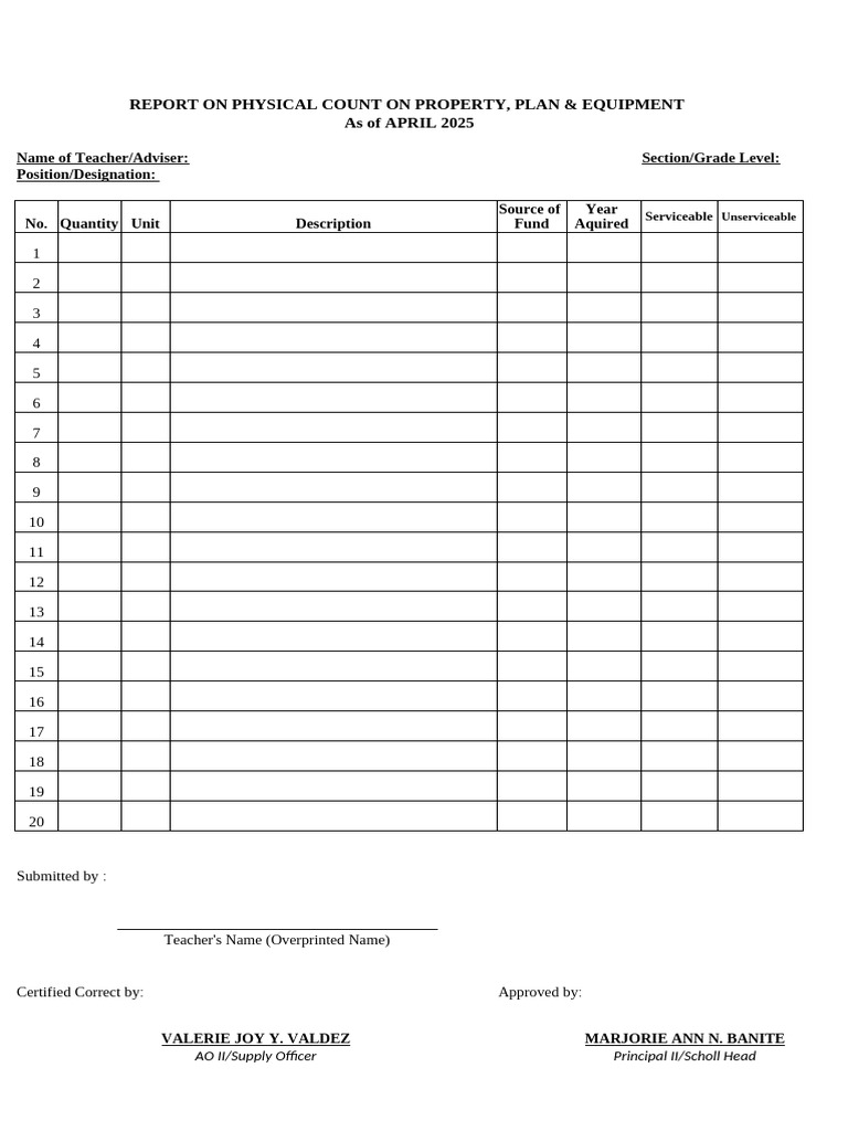 School Inventory Forms | PDF
