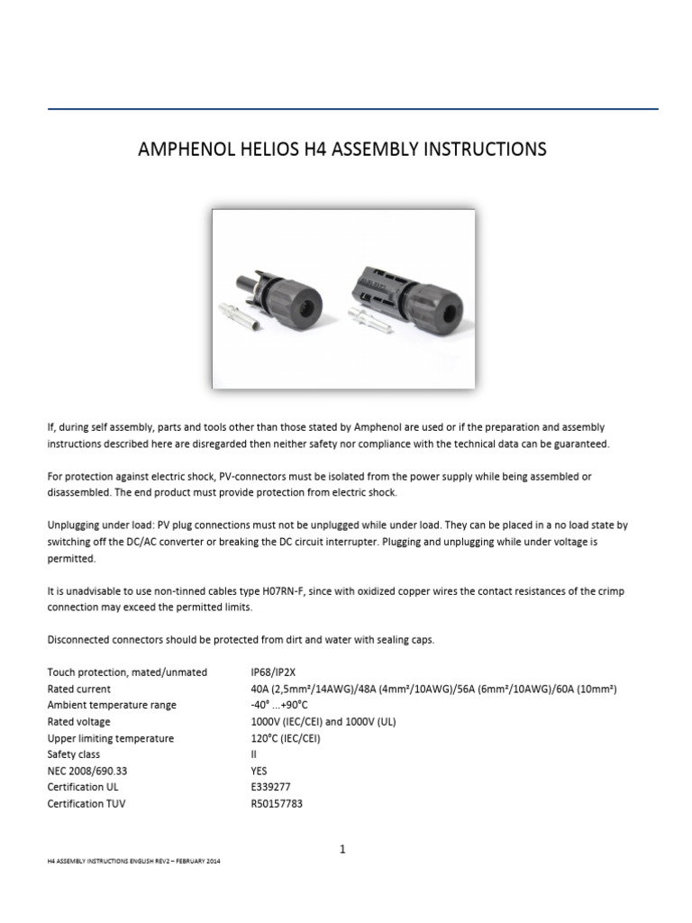 Amphenol H4 Connector Assembly Guide | PDF | Electrical Connector ...