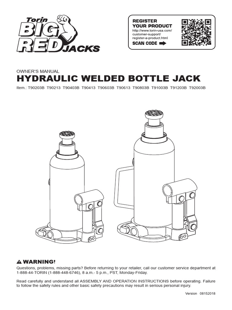 Hydraulic Bottle Jack Owner's Manual | PDF | Pump | Safety