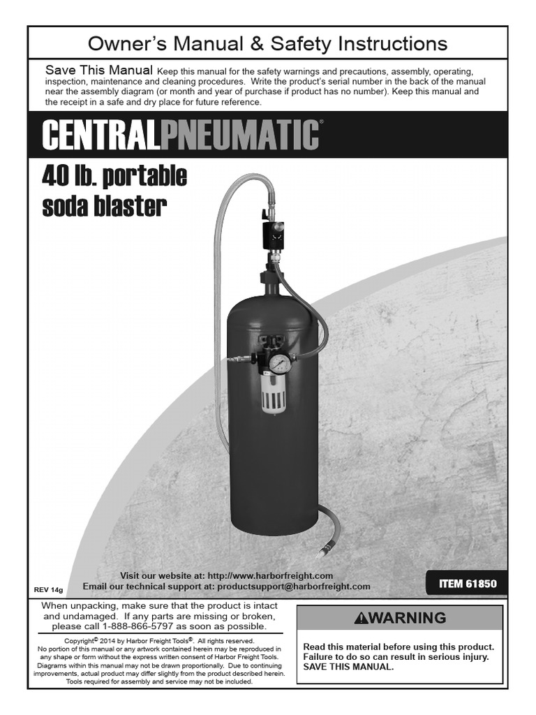 Safety Manual for Soda Blaster 61850 | PDF | Valve | Personal ...