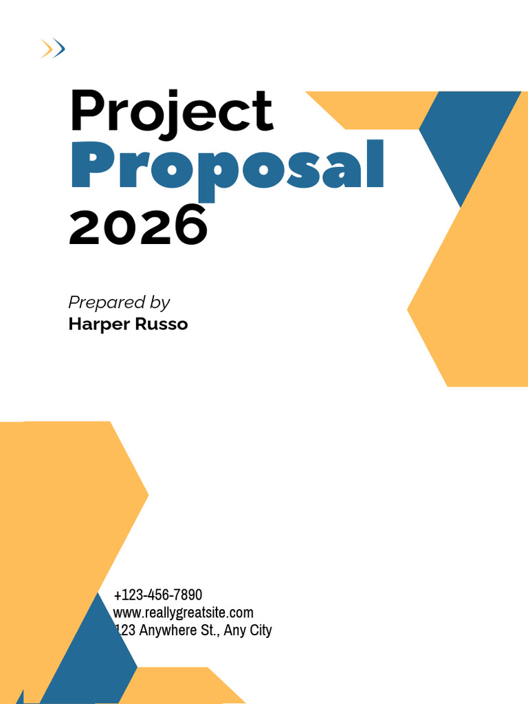 Blue and Orange Geometric Project Proposal Cover Page A4 Document | PDF
