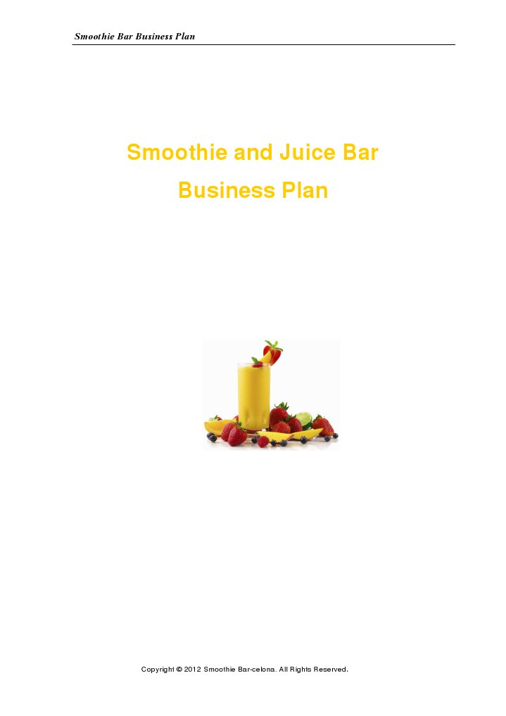 Business Plan Smoothie and Juice Bar Juice Nutrition