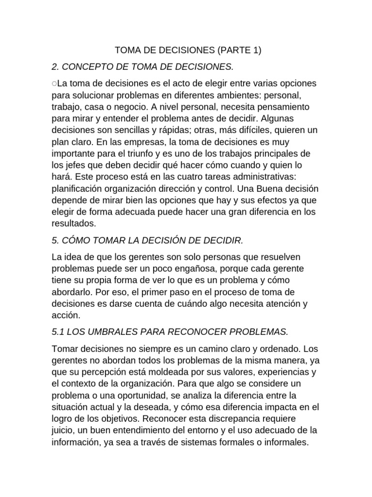 Toma de Decisiones | PDF | Toma de decisiones | Cognición