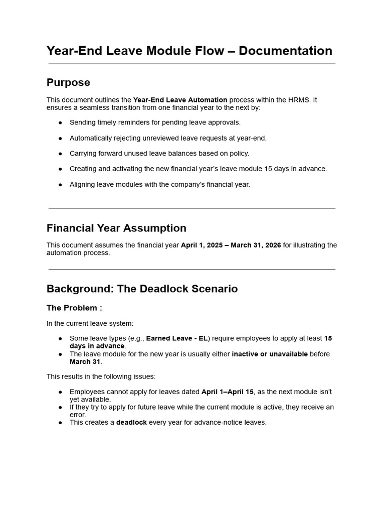 Year-End Leave Module Automation Guide | PDF | Automation | Information ...