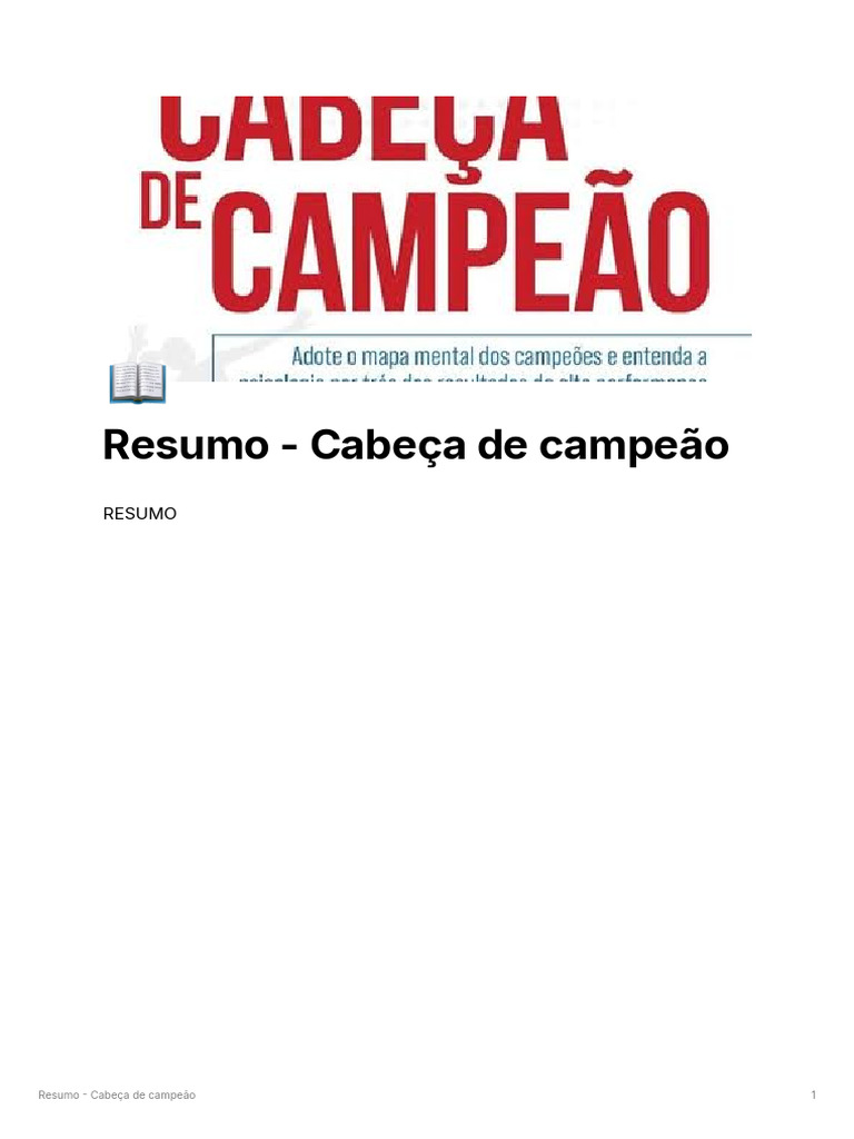 Resumo - Cabea de Campeo - 1 | PDF