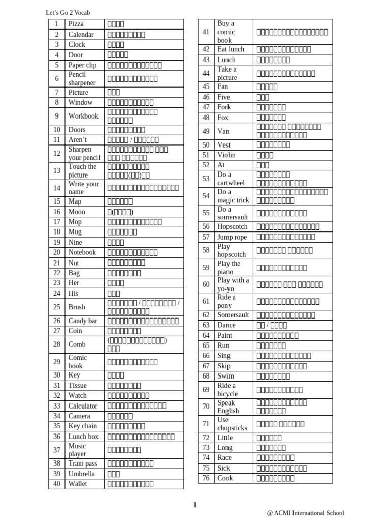 Let S Go 2 Vocab SB | PDF