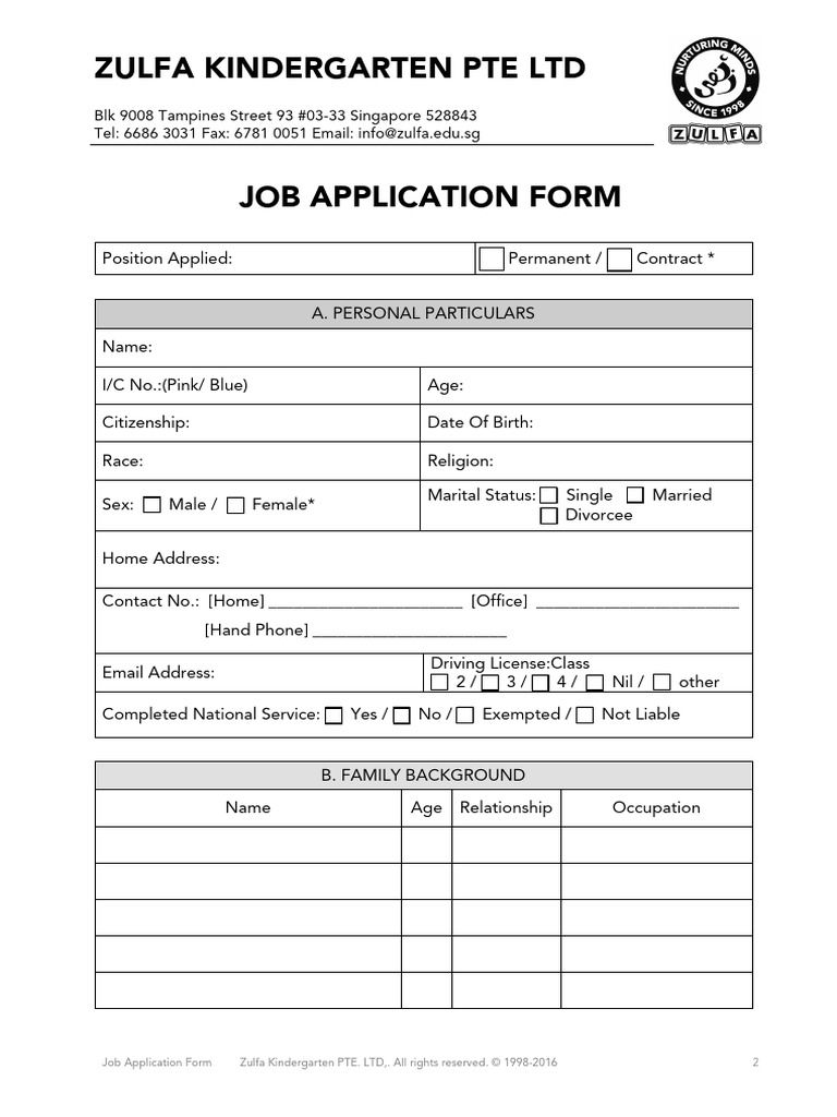 Zulfa JobAppForm Updated2082016 | PDF