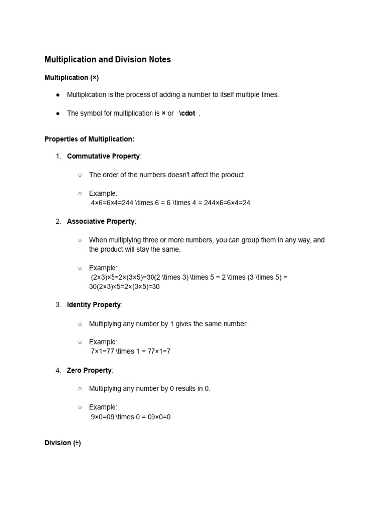 Multiplication and Division Notes Funny69 | PDF