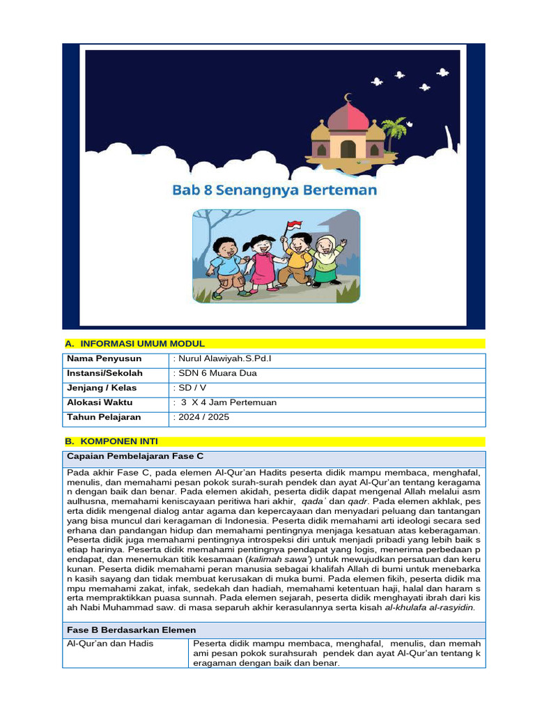 Modul Ajar PAI Kelas 5 - BAB 8 | PDF
