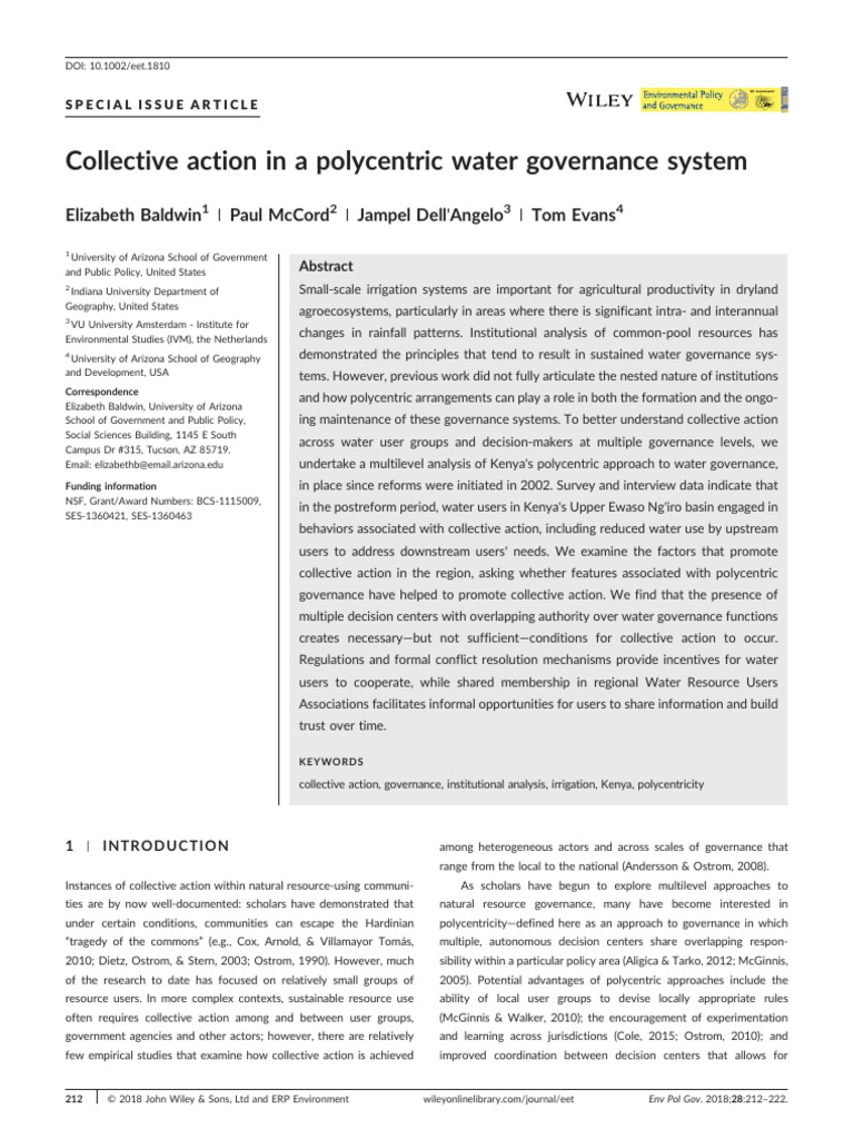 Polycentric Water Governance in Kenya | PDF | Governance | Conflict ...