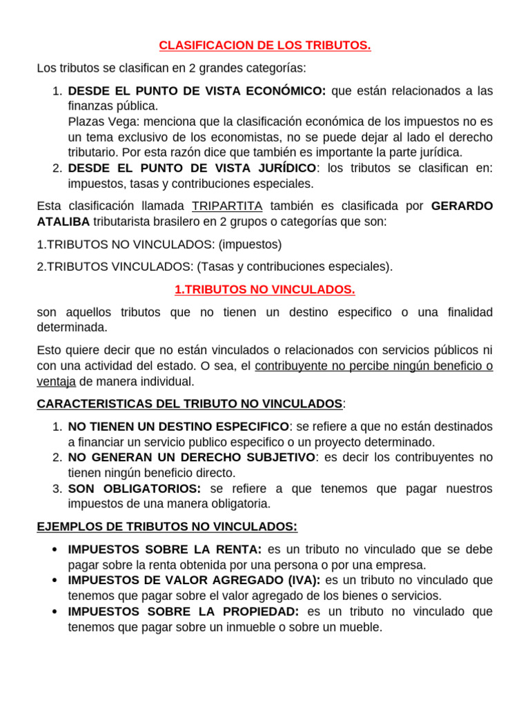 Clasificacion de Los Tributos para Exponer | PDF | Impuestos | Impuesto ...