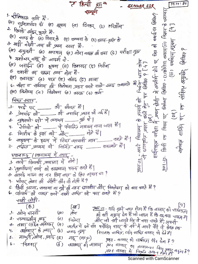 HINDI LANGUAGE SAMPLE PAPER visual data 7