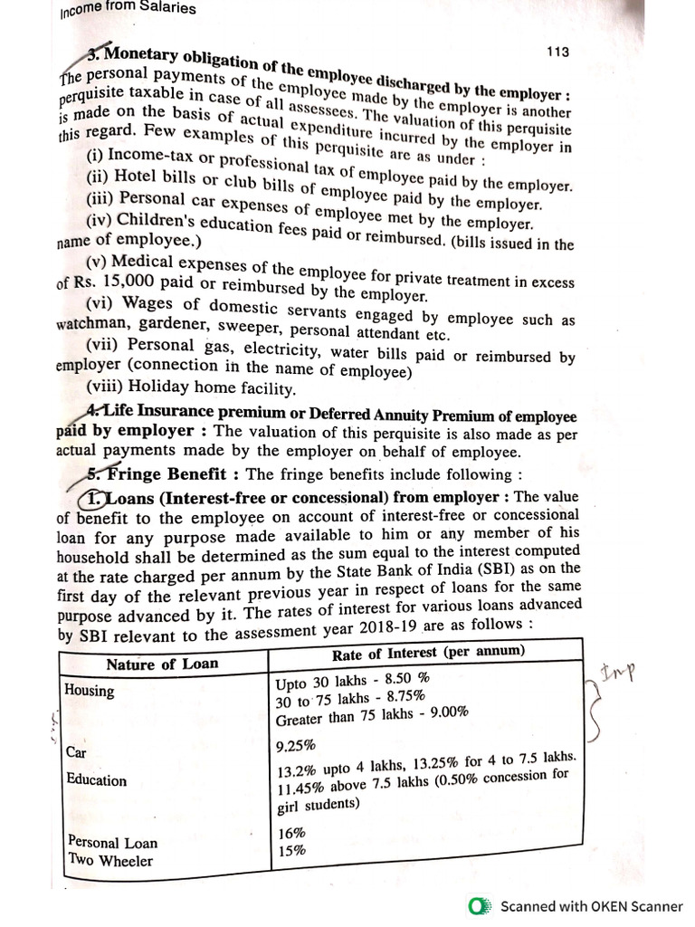 Tax Free Perquisites | PDF
